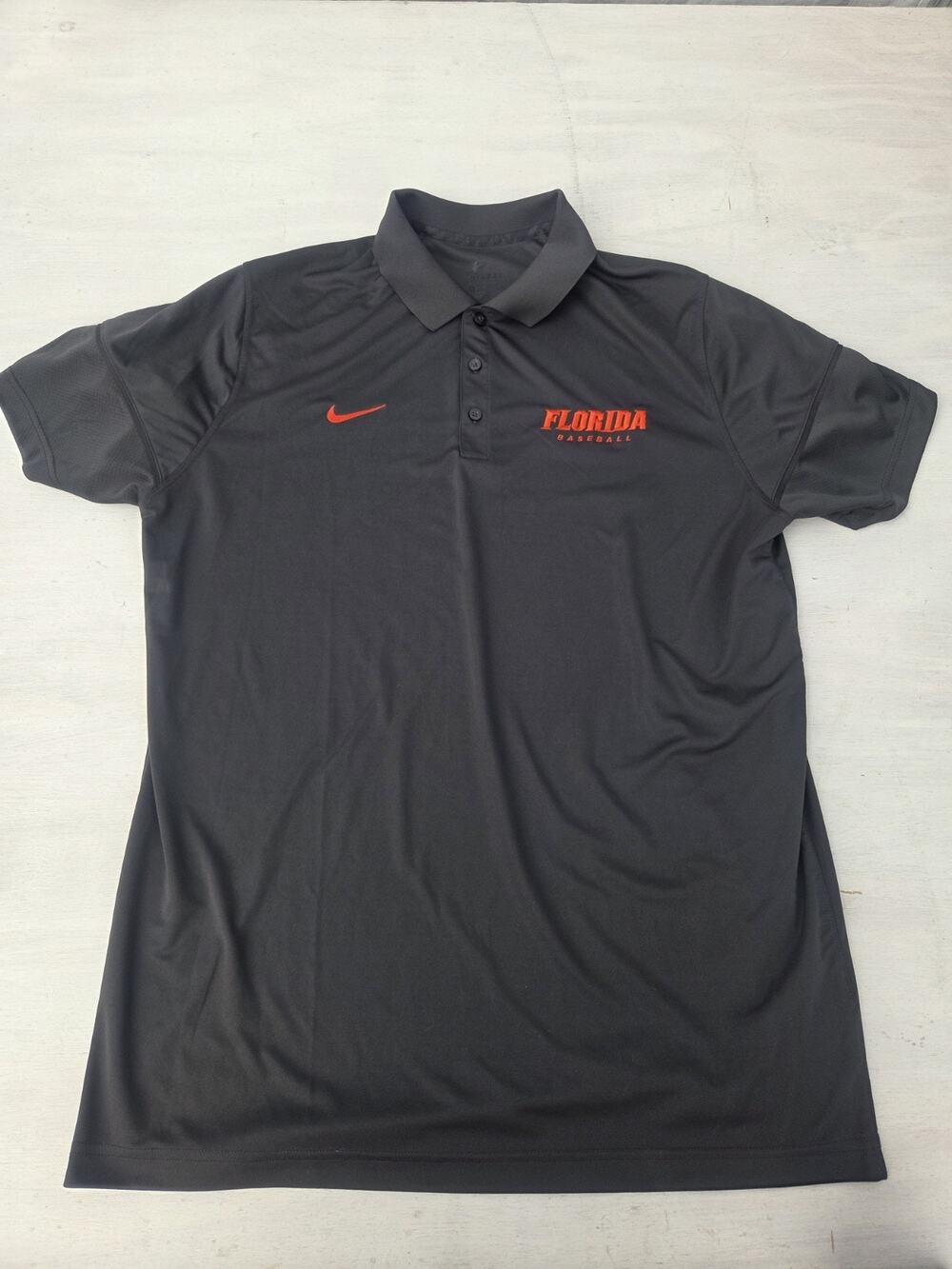 Nike Florida Baseball Polo Shirt Mens XL Gray Dri-FIT Short Sleeve Embroidered